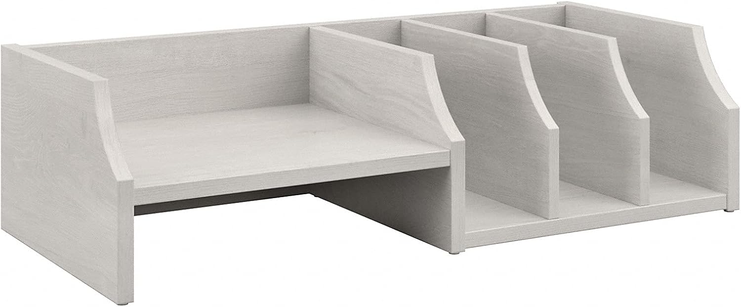 Bush Furniture Cabot Desktop Organizer with Shelves, 27W, Linen White Oak Pack of 2