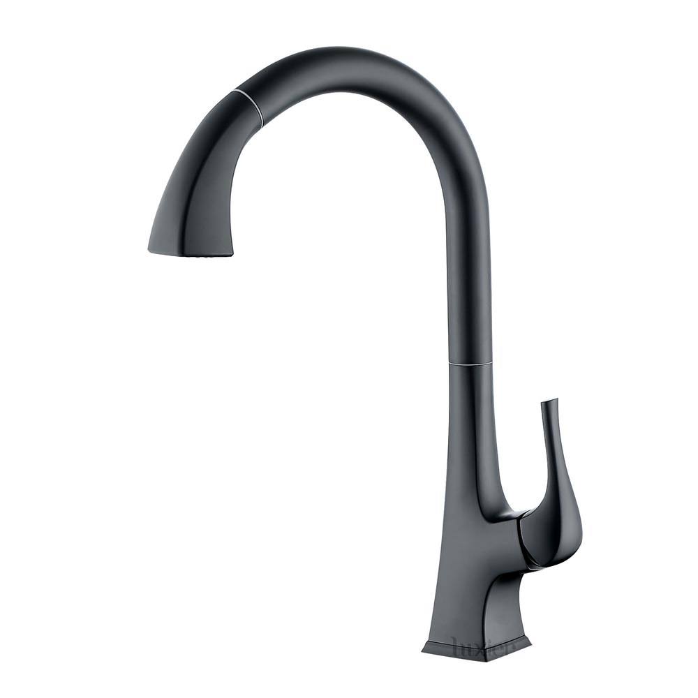 Luxier Single-Handle Pull-Down Sprayer Kitchen Faucet with 2-Function Sprayhead in Matte Black KTS20-TM