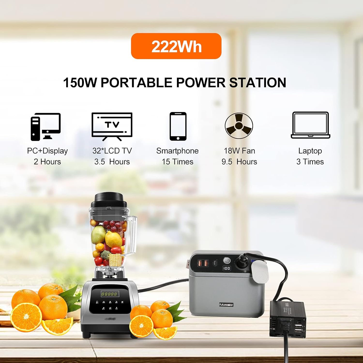 222Wh Portable Power Station ,60000mAh Camping Generator Lithium Battery Power Supply with 150W Inverter Backup Pack Power Supply for CPAP Outdoor Advanture Load Trip Home RV Emergency.