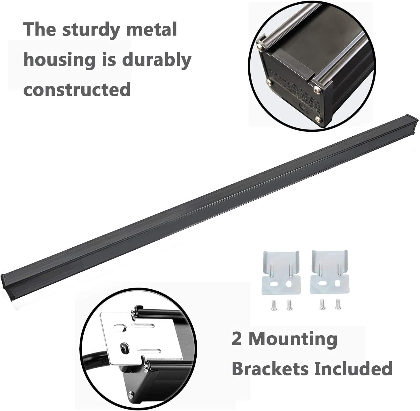 16 Outlets Heavy Duty Metal Socket Power Strip,Oviitech 15-Foot Long Extension Cord with Circuit Breaker. Mounting Brackets Included,Workshop/Industrial use, ETL Certified，Black