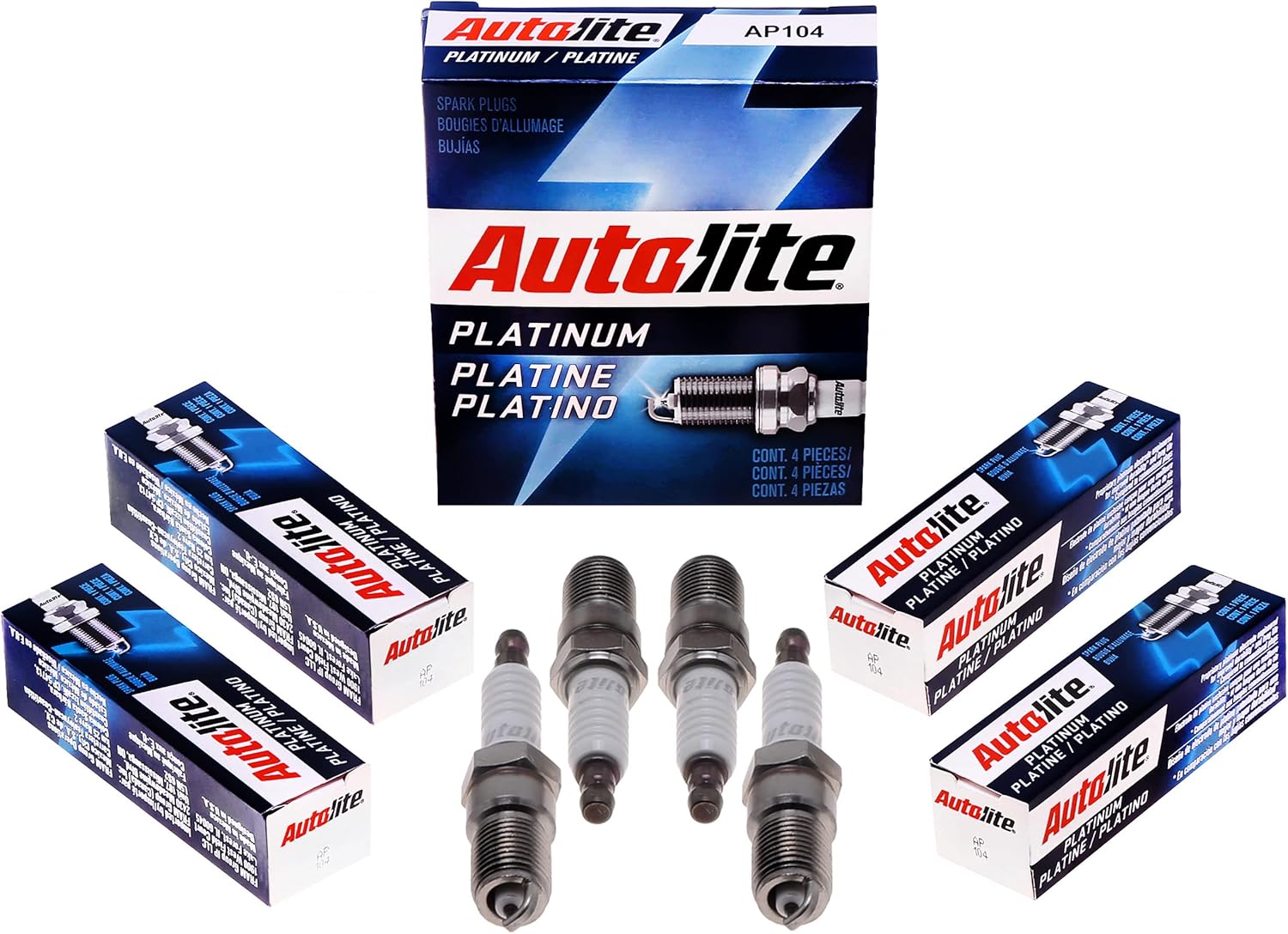 Autolite AP104-4PK Platinum Spark Plug, Pack of 4