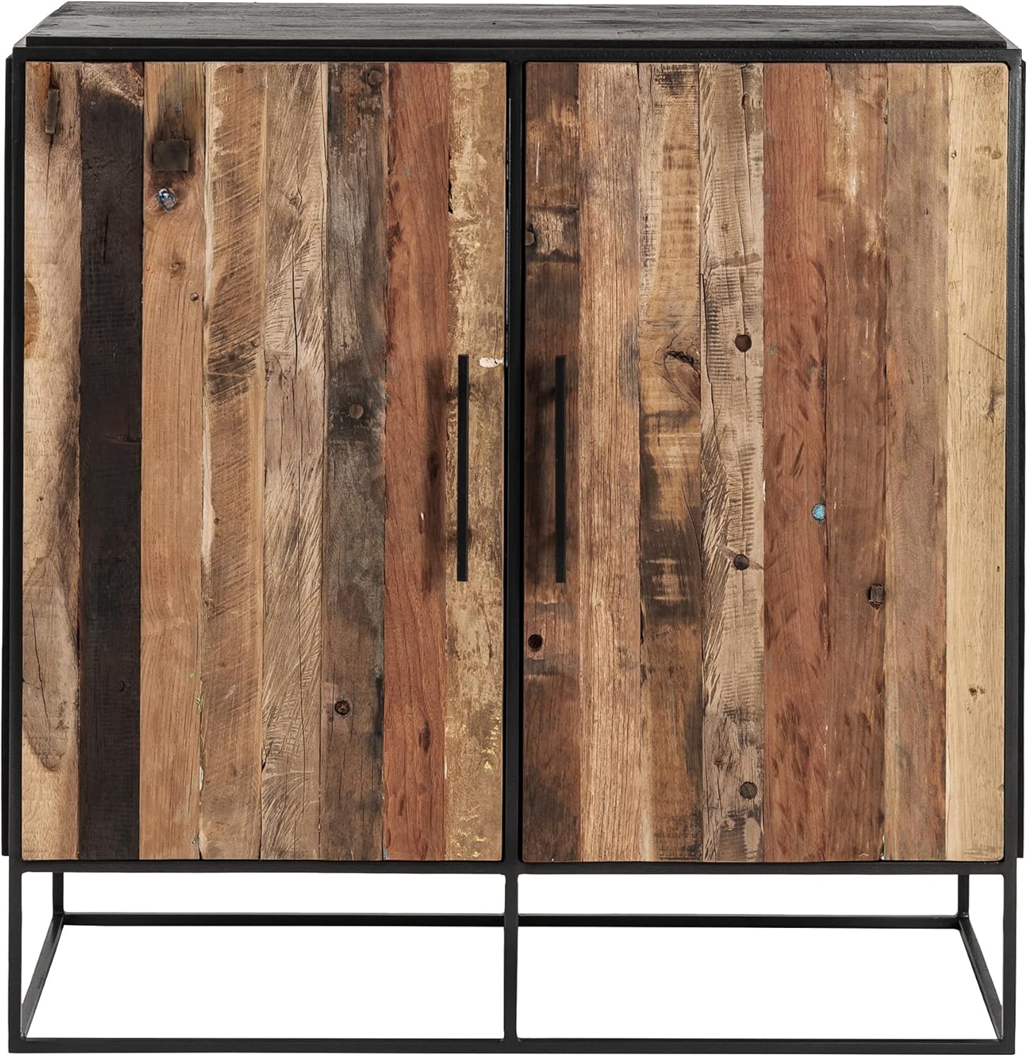 NovaSolo Rustika Boat Wood Sideboard 2 Doors in Black Finish