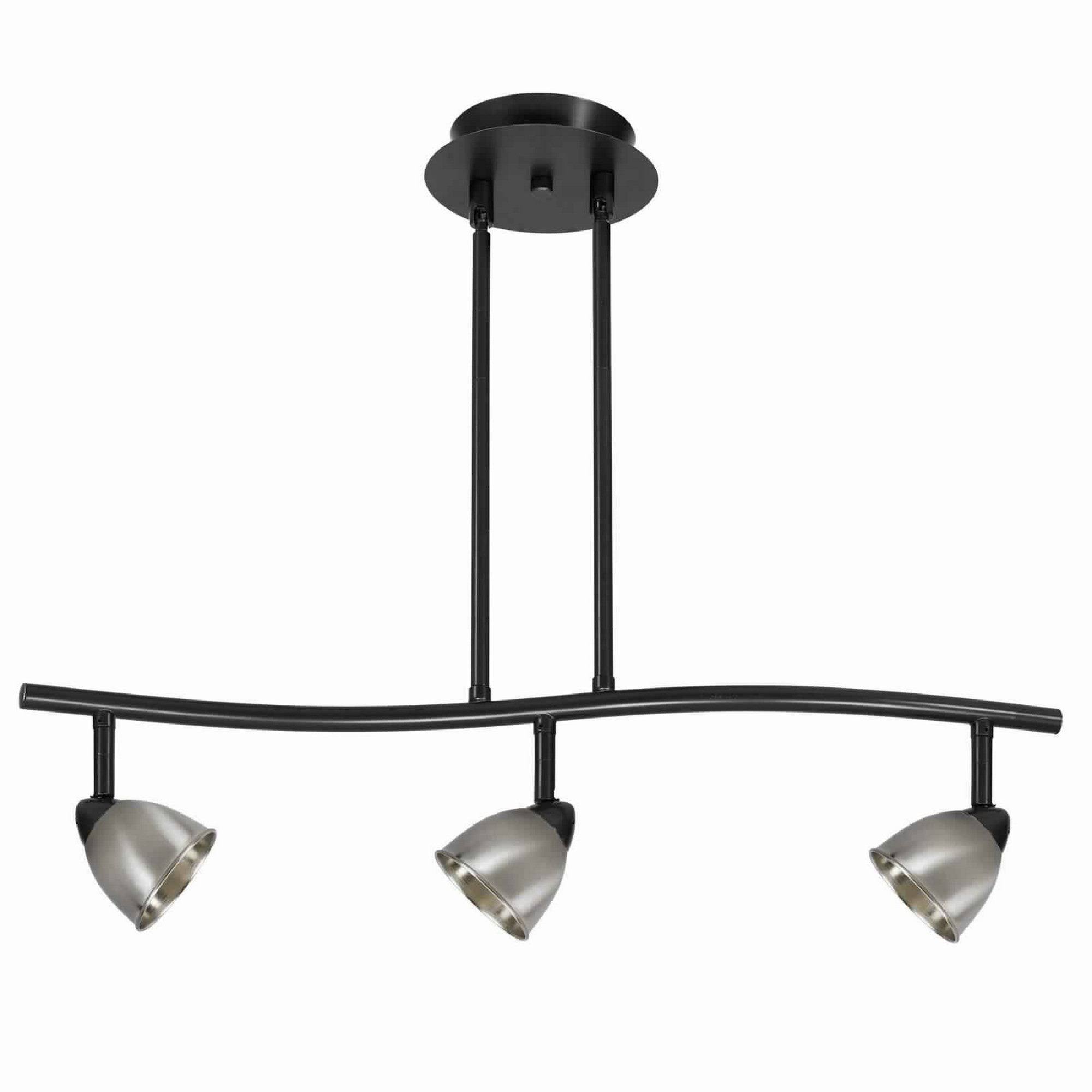 Benjara 3 Light 120V Metal Track Light Fixture, Black and Silver