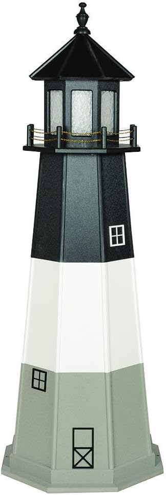 DutchCrafters Decorative Lighthouse - Wood, Oak Island Style (Light Grey/Black/White, 4)