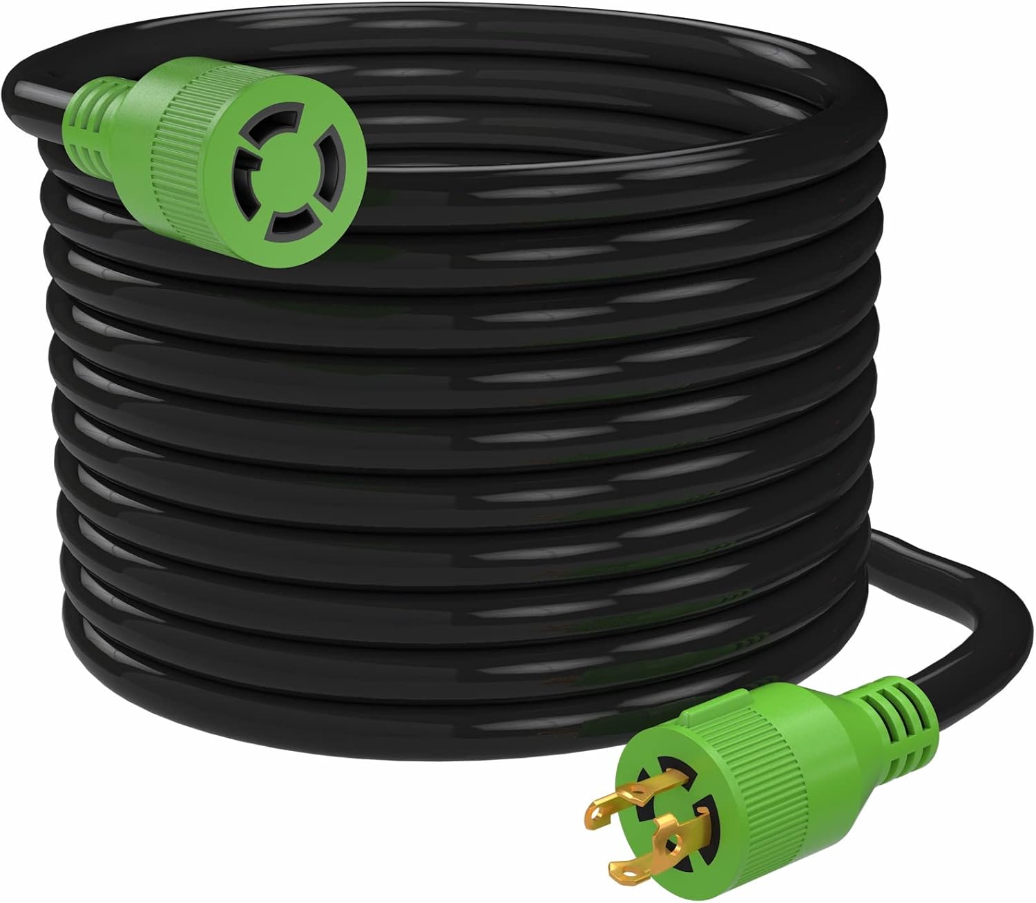 RVGUARD 4 Prong 30 Amp 50 Feet Generator Extension Cord, NEMA L14-30P/L14-30R, 125/250V Up to 7500W 10 Gauge SJTW Generator Cord with Cord Organizer, ETL Listed Pack of 2