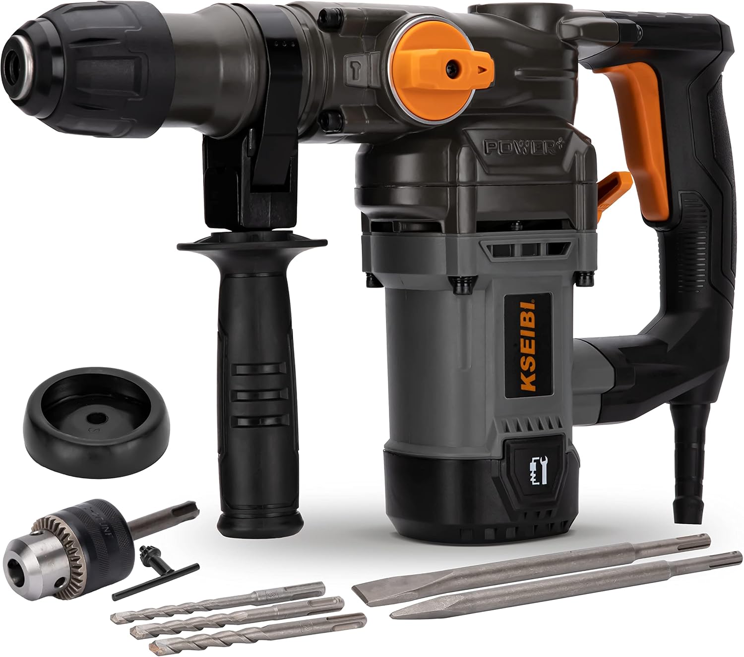 KSEIBI SDS-Plus Rotary Hammer Drill 1-1/8 Inch Demolition Tool 8.5 Amp Corded Power 4.5J Impact Rate, Safety Clutch 4 Functions Reduced Vibration System