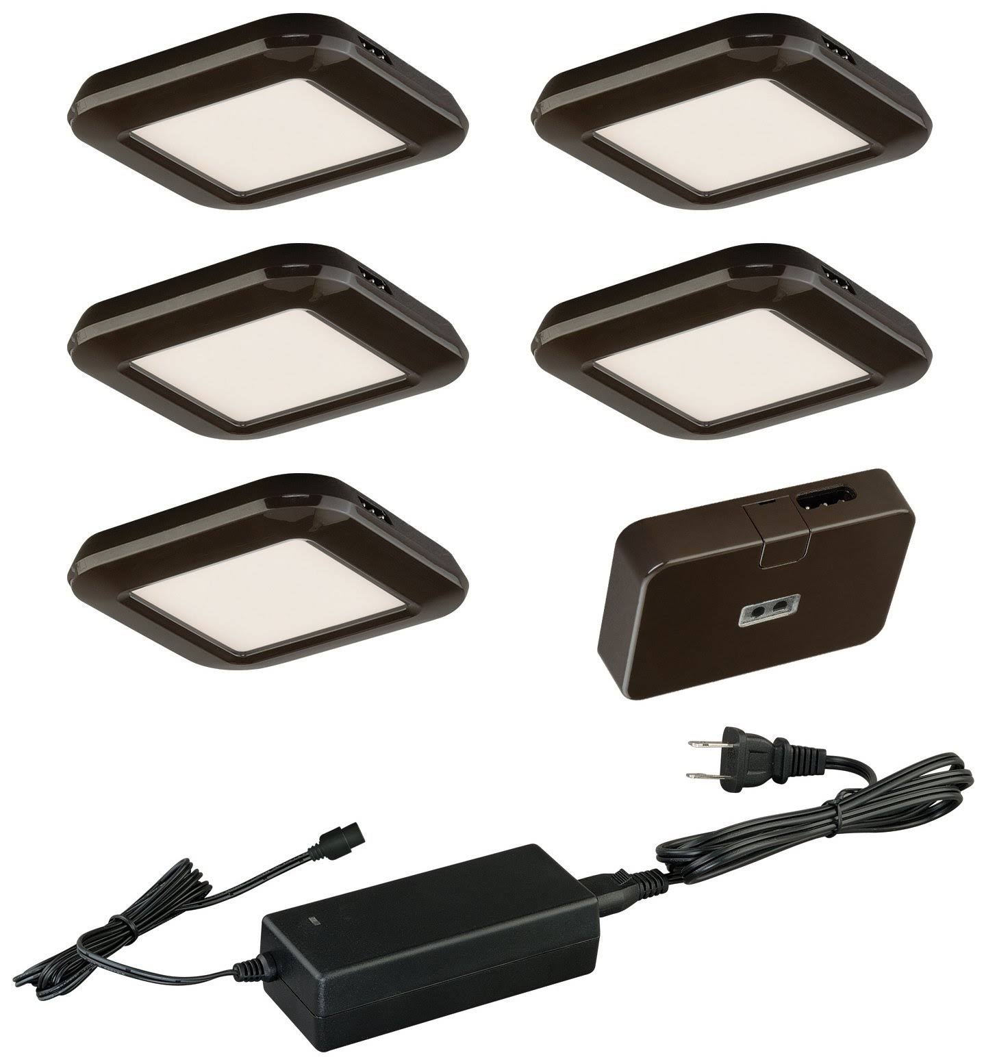 Vaxcel X0033 Bronze Smart Lighting Low Profile Under Cabinet Puck Light - 5 Pack Kit