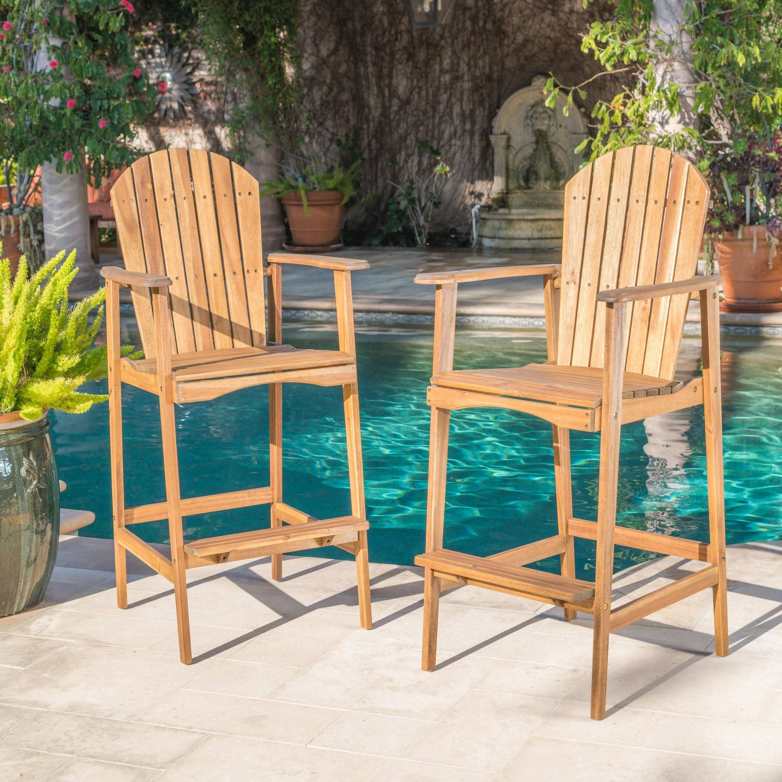 Christopher Knight Home Malibu Outdoor Wood Acacia Barstool (Set of 2) by, Brown
