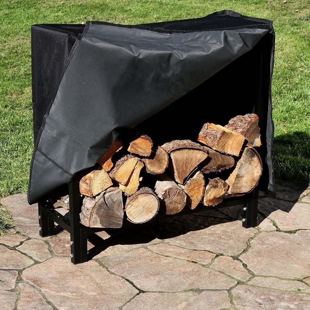 Sunnydaze 30 Inch Firewood Log Rack with Cover, Indoor or Outdoor Wood Storage