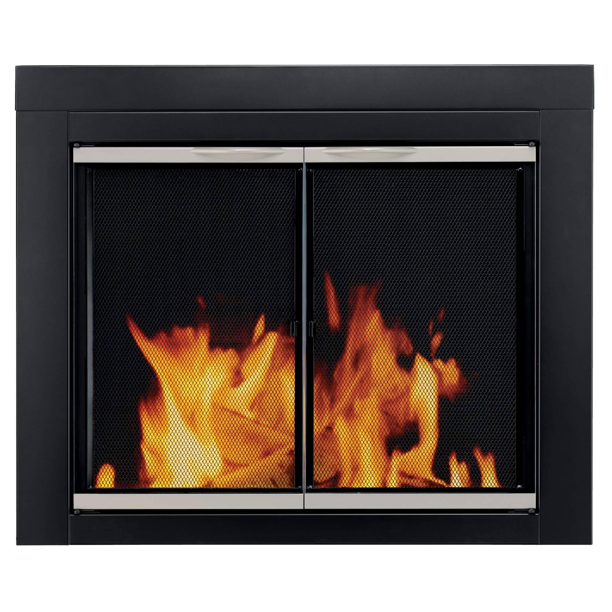 Pleasant Hearth AP-1130 Alsip Fireplace Glass DOOR, Black, Small