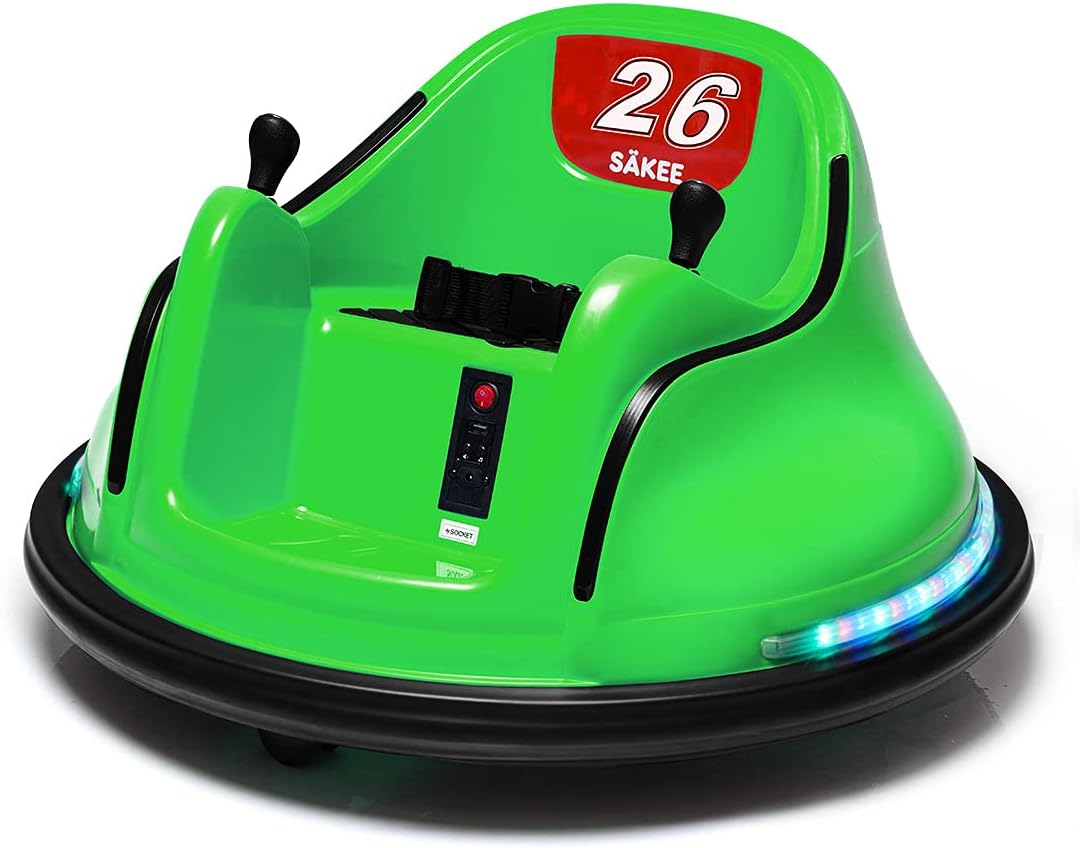 Bumper Car for Kids 12V with Remote Control Flashing Lights Music DIY Stickers for 1.5-6 Years Old Baby Toddlers Electric Ride on Cars Vehicle Toys 66LBS Weight Capacity , Passed ASTM CPSIA CPC Test