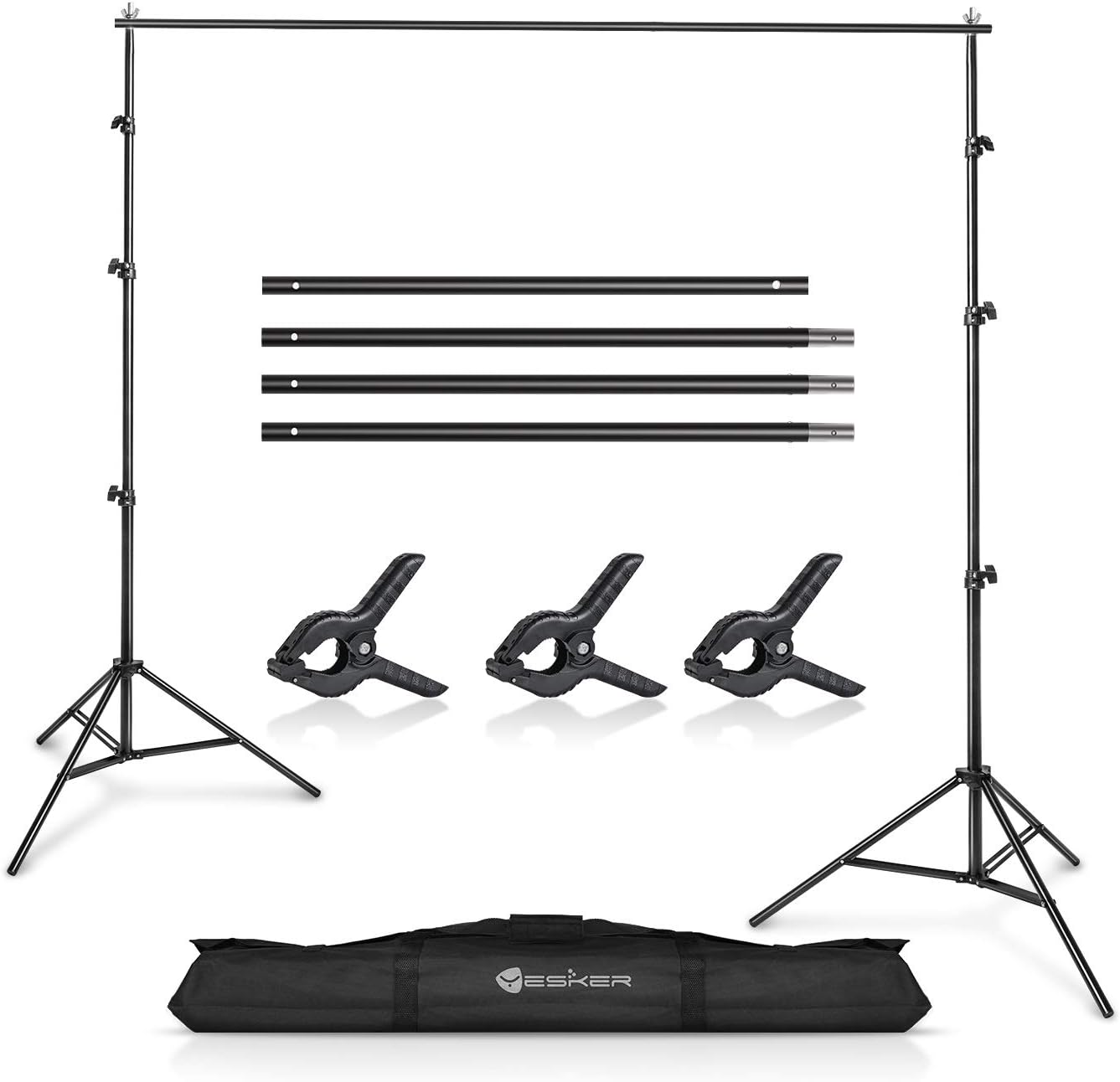 Yesker 10 X 10 ft Photo Video Studio Background Support Stand, Adjustable Heavy Duty Photography Backdrop Support System Kit for Photoshoot Party Video Creator Pack of 2
