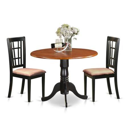 Microfiber Dublin Kitchen Table Set - Dining Table u0026 2 Solid Wood Chairs, Black u0026 Cherry - 3 Piece