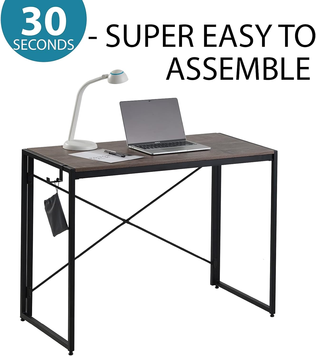 Computer Desk Home Office Desk, Portable Folding Table Writing Study Desk, Modern Simple PC Desk for Small Spaces Pack of 2