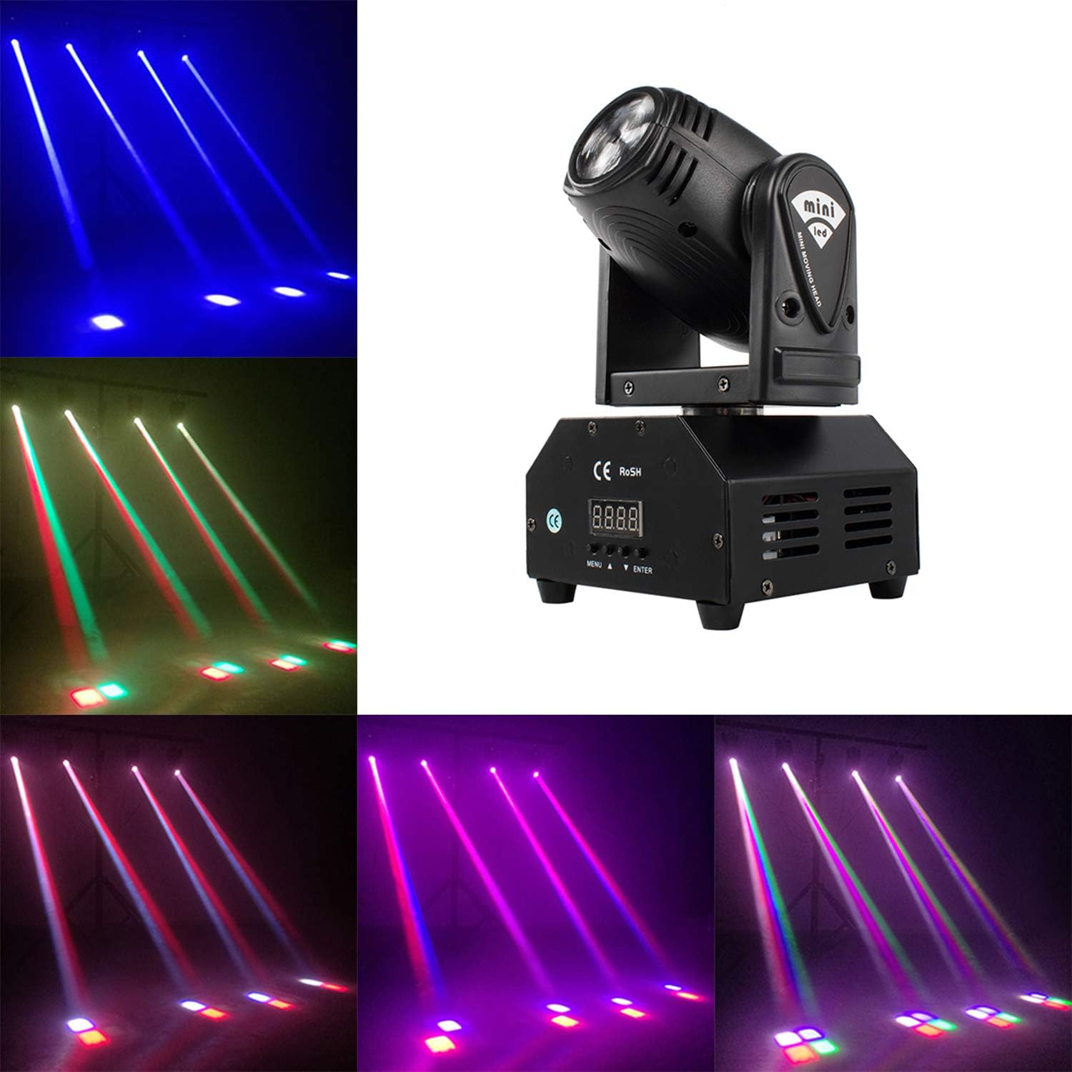 SHEHDS Mini LED Spot Beam 10W Lighting Moving Head Lights 4in1 RGBW Stage Lights Professional 11/13 DMX Channels DJ Lights for DJ Disco Club Party Dance Wedding Bar Christmas - 2 Pack