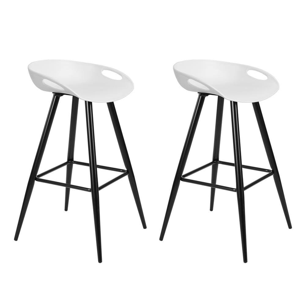 sumyeg 32.3 in. White and Black Modern Footrest Counter Height Bar Stools in Metal Tube Legs (Set of 2), White u0026 Black