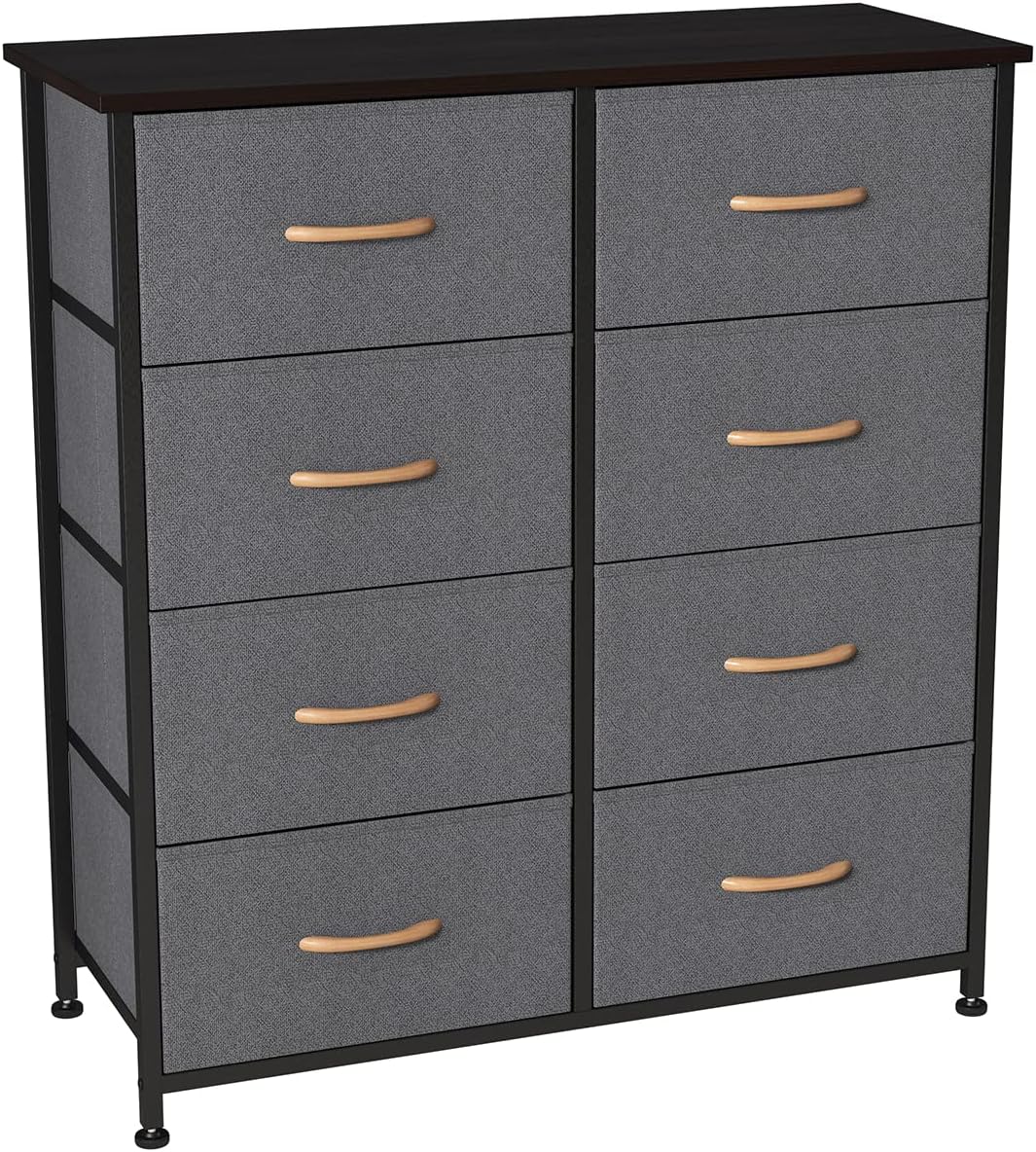 Somdot Dresser with 8 Easy Pull Drawers 4-Tier Wide Fabric Dresser Vertical Storage Tower Organizer Unit for Bedroom Office Laundry Closet Entryway Hallway Nursery Room, Charcoal Gray/Black