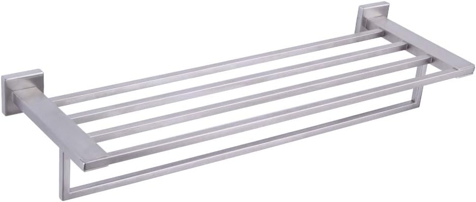 GERZWY Towel Shelf with Towel Bar Rack Organizer for Bathroom 24-Inch SUS 304 Stainless Steel Modern Wall Mount Matte Black Pack of 2