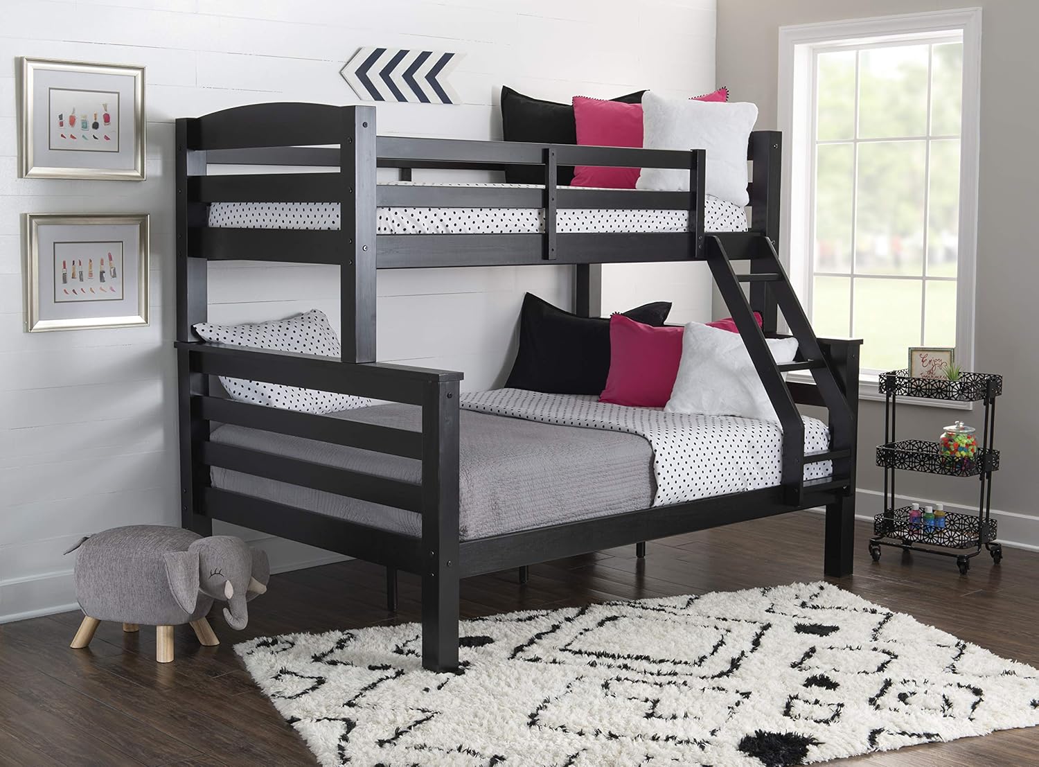 Powell Black Bunk Bed, Twin/Full,