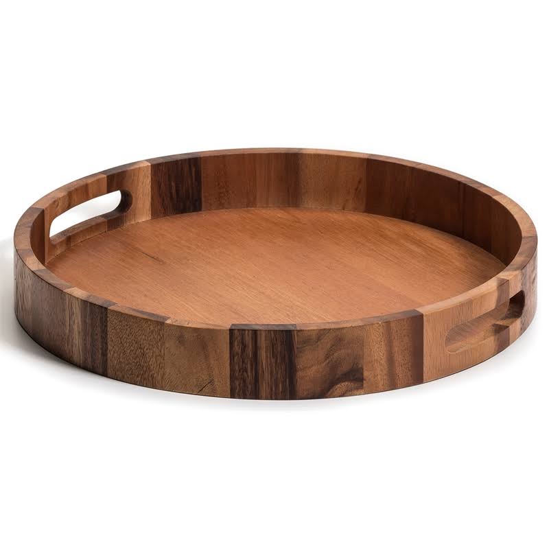 Kalmar Home Acacia Wood 17-inch Round Serving Tray