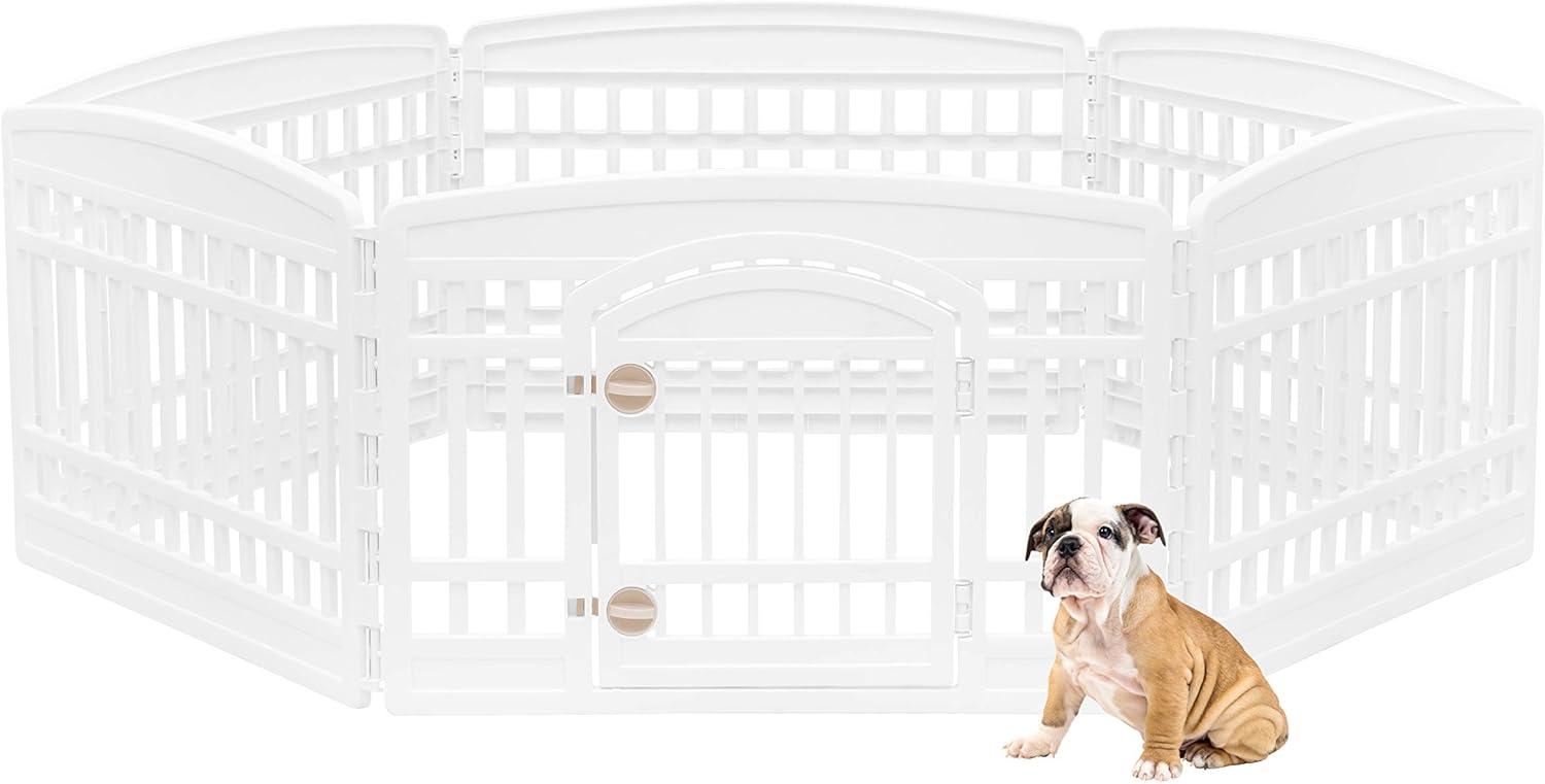 IRIS USA Dog Playpen - Pet Exercise Pen with Door - 4 to 8 Panel Sizes Pack of 2