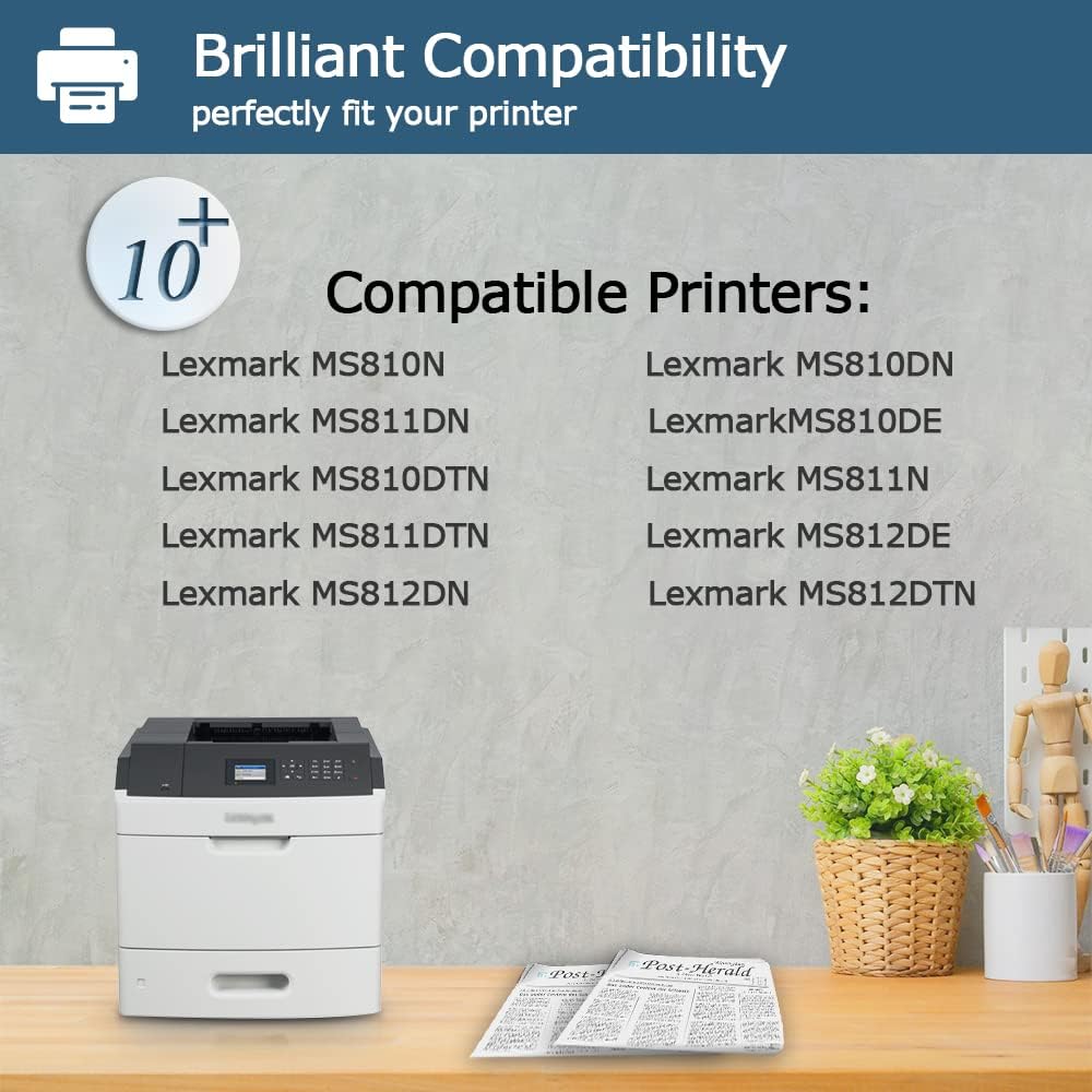 Leize Compatible Toner Cartridge Replacement for Lexmark 52D1000 521 High Yield use for MS810N MS810DN MS811DN MS810DE MS810DTN MS811N MS811DTN MS812DE MS812DN MS812DTN Printers [Black, 1 Pack] Pack of 2