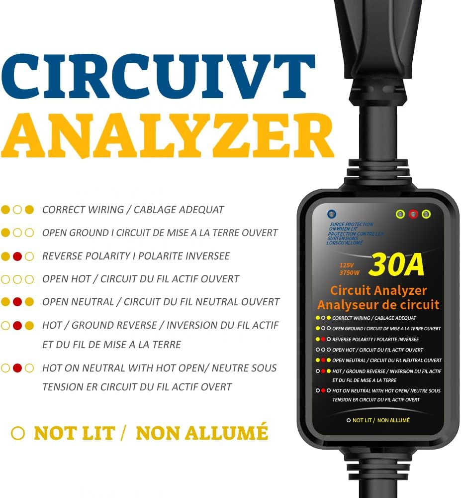 RV Surge Protector 30 amp with Waterproof Cover, RV Voltage Protector/Surge Protected Monitor Indicator Circuit Analyzer with LED Indicator (2100 Joules), Designed with Easy to Use Handle Pack of 2