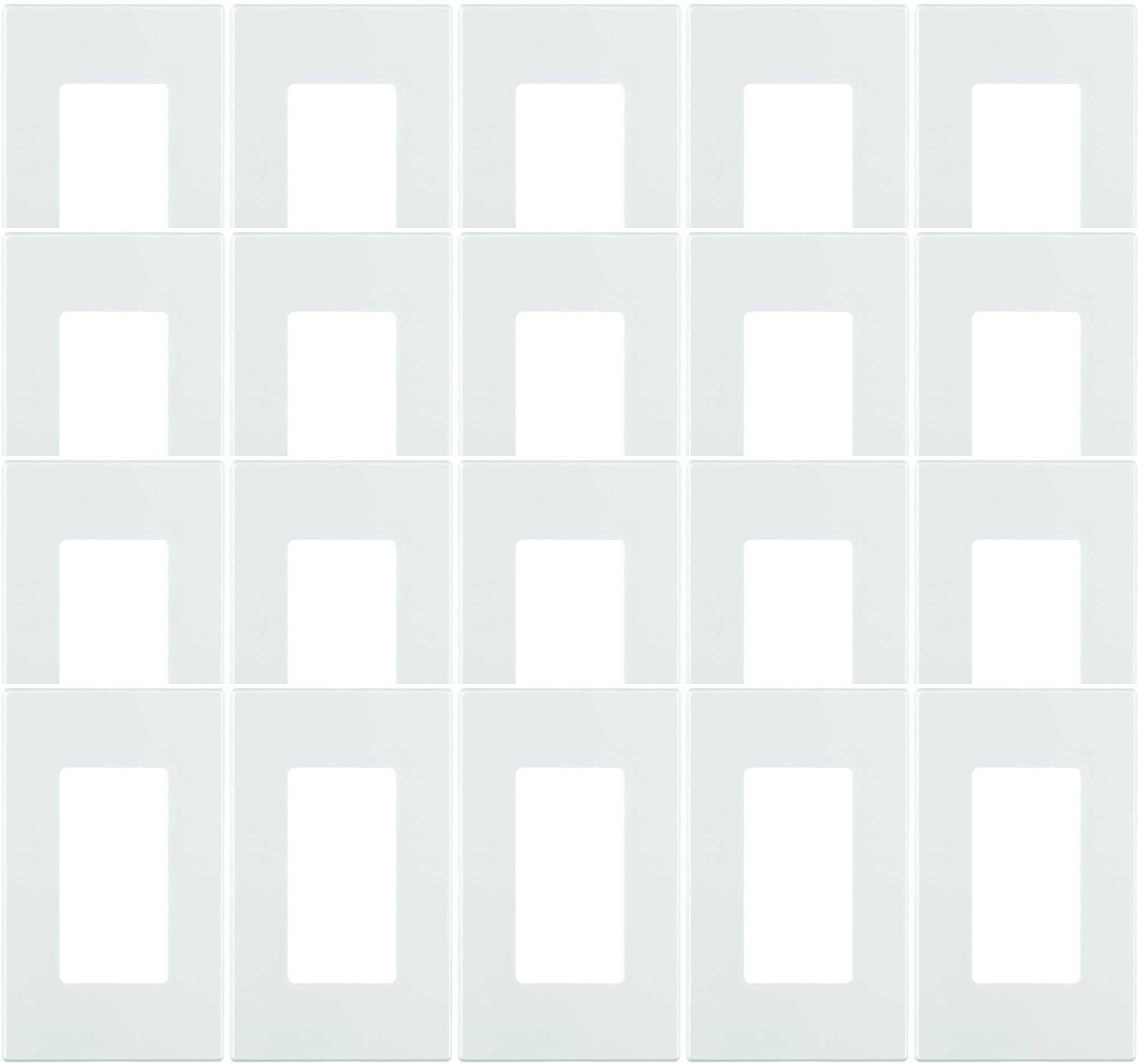 Leviton 80301-SW 1-Gang Decora Plus Wallplate Screwless Snap-On Mount, White, 20-Pack Pack of 2