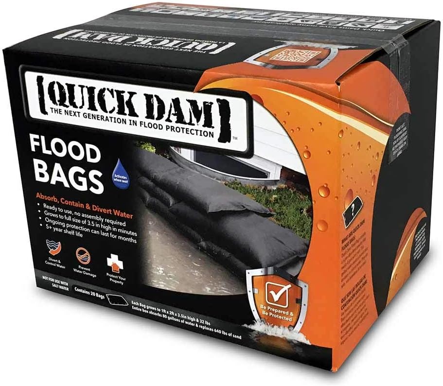 Quick Dam QD1224-20 Flood Bag, 20 Pack, Black, 20 Pack