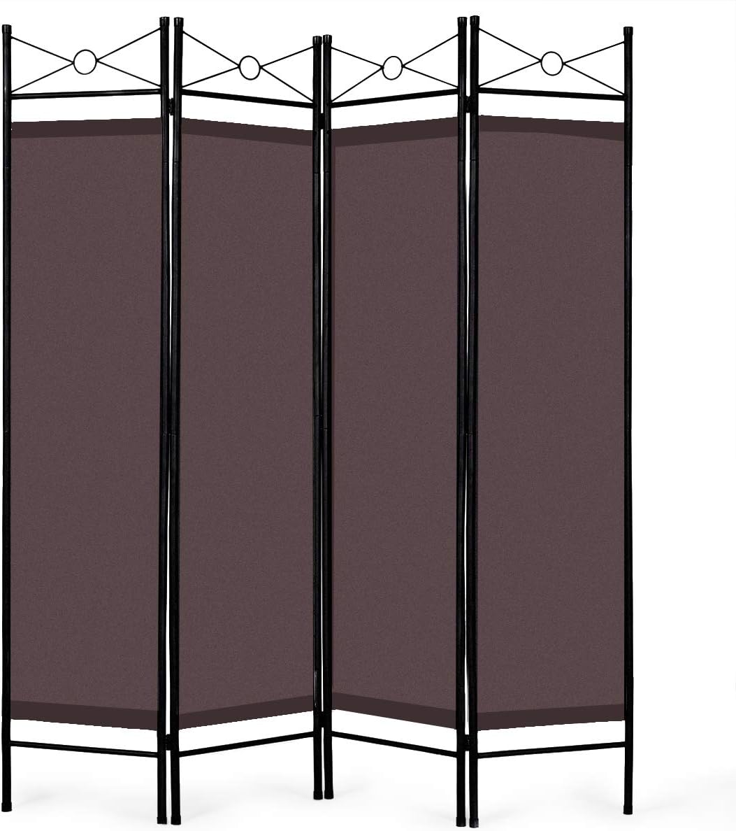 Giantex 4 Panel Room Divider Screens Steel Frame & Fabric Surface Freestanding Room Dividers and Folding Privacy Screens Home Office, Black