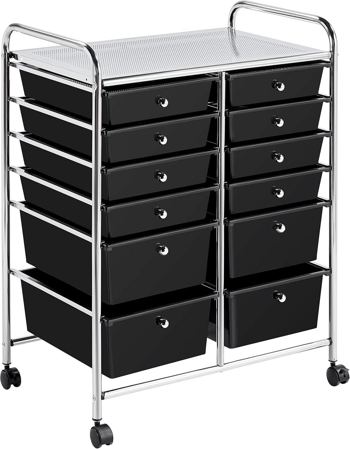 Yaheetech 12 Drawers Rolling Storage Cart Multipurpose Movable Organizer Cart Storage Bin Trolley Tools Scrapbook Paper Organizer on Wheels, Black