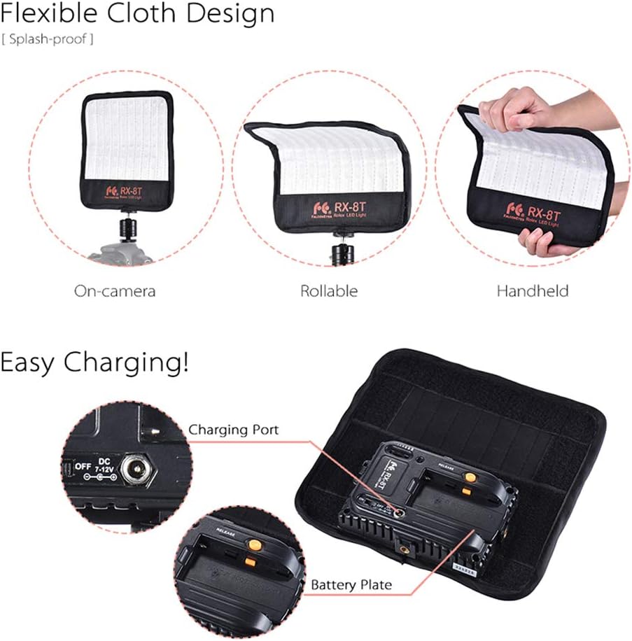 Falcon Eyes RX-8T 18W Photo Light Portable LED Photo Light 90pcs Flexible LED Photo Light + RX-8OB Extended Softbox Diffuser + RX-8SB Standard Diffuser Pack of 2