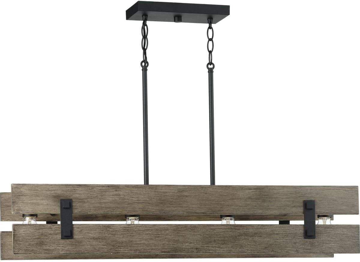 Hemsworth Collection 4-Light Coastal Chandelier Light Textured Black