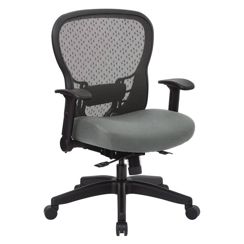 R2 SpaceGrid Back Chair in Gray Fabric with Memory Foam Mesh Seat