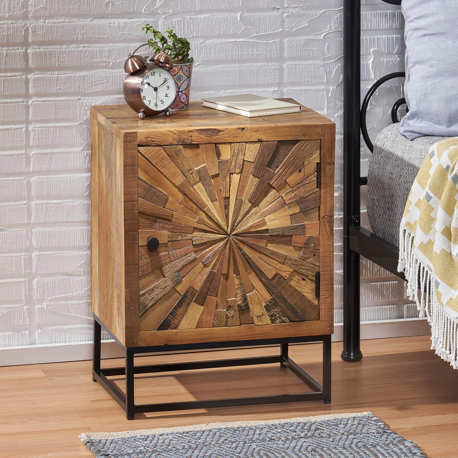 Christopher Knight Home Gatsby Boho Wooden Night Stand, Natural, Black
