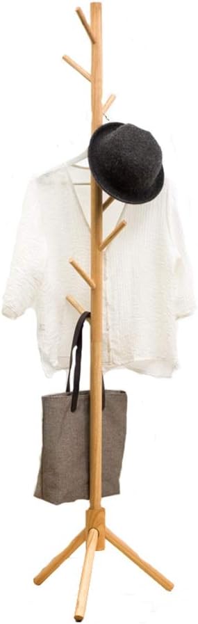 COAT RACK Floor Solid Wood Assembly Household Storage Rack Hanger (Color : C)