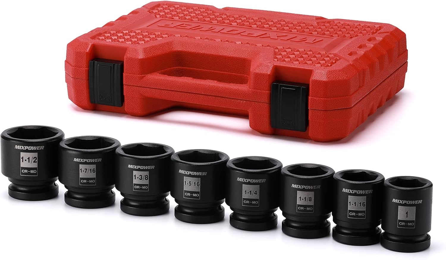MIXPOWER 8 Pieces 3/4 Drive Shallow Impact Socket Set. 6 Point, 1
