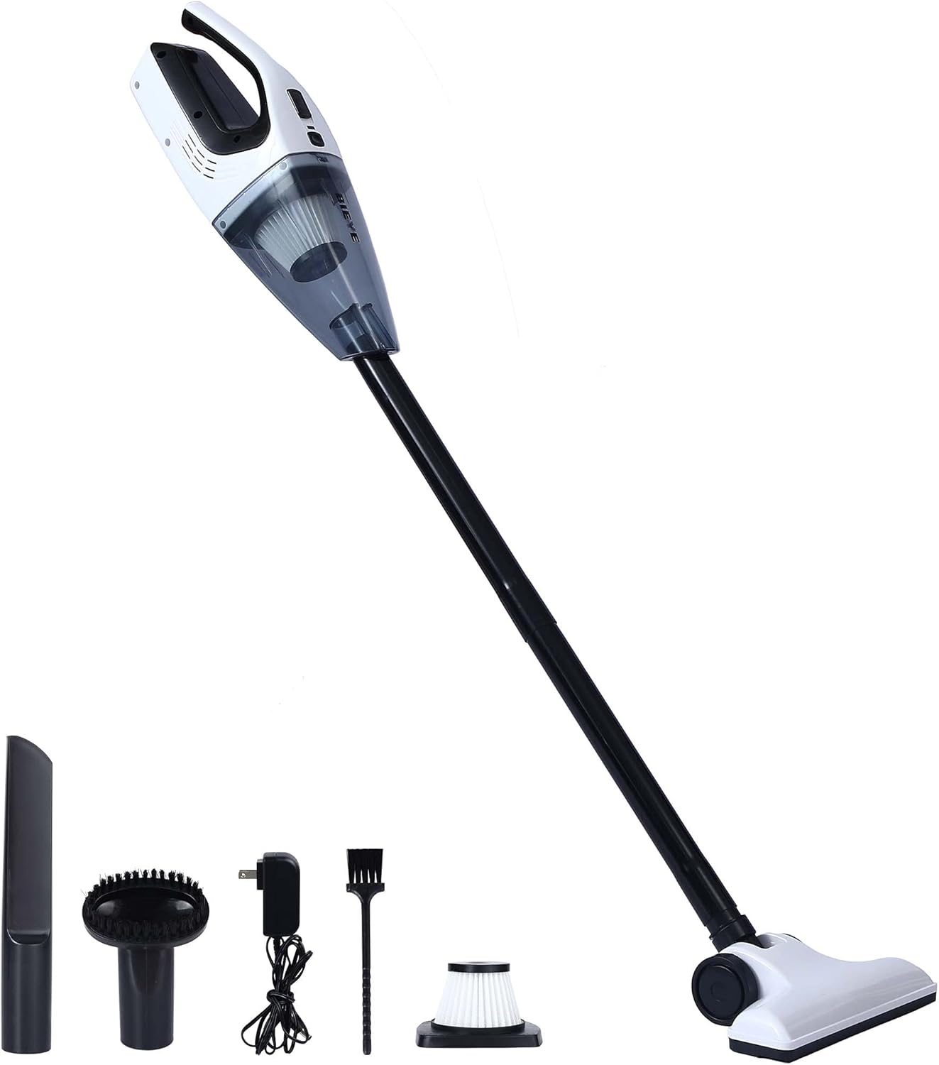 Bieye Cordless Stick Vacuum Cleaner Lightweight Handheld Vacuum with Floor Brush for Household Car Cleaning, 5x2200mah Batteries 1A Fast Charger 100W Motor HV01