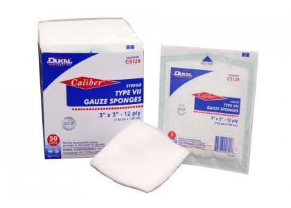 Dukal Type VII Gauze 3x22 x 3x22 12 Ply Sterile 2 per Pack, 50 Packs per Box, 24 Boxes per Case
