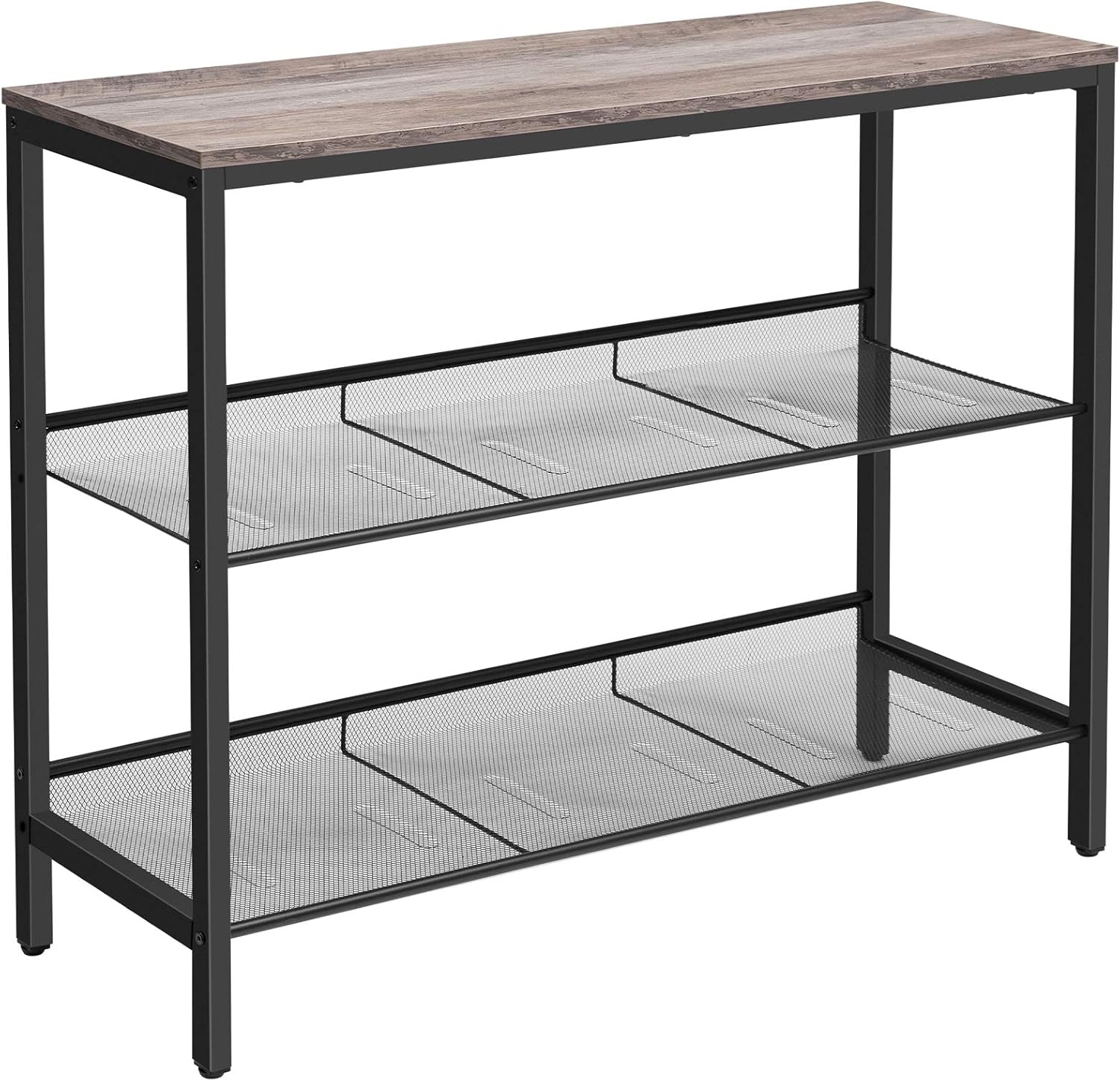 HOOBRO Console Table, Sofa Table with 2 Flat or Slant Adjustable Mesh Shelves, Hallway Table and Sideboard in Entryway, Living Room Corridor, Easy Assembly, Industrial, Rustic Brown and Black BF01XG01