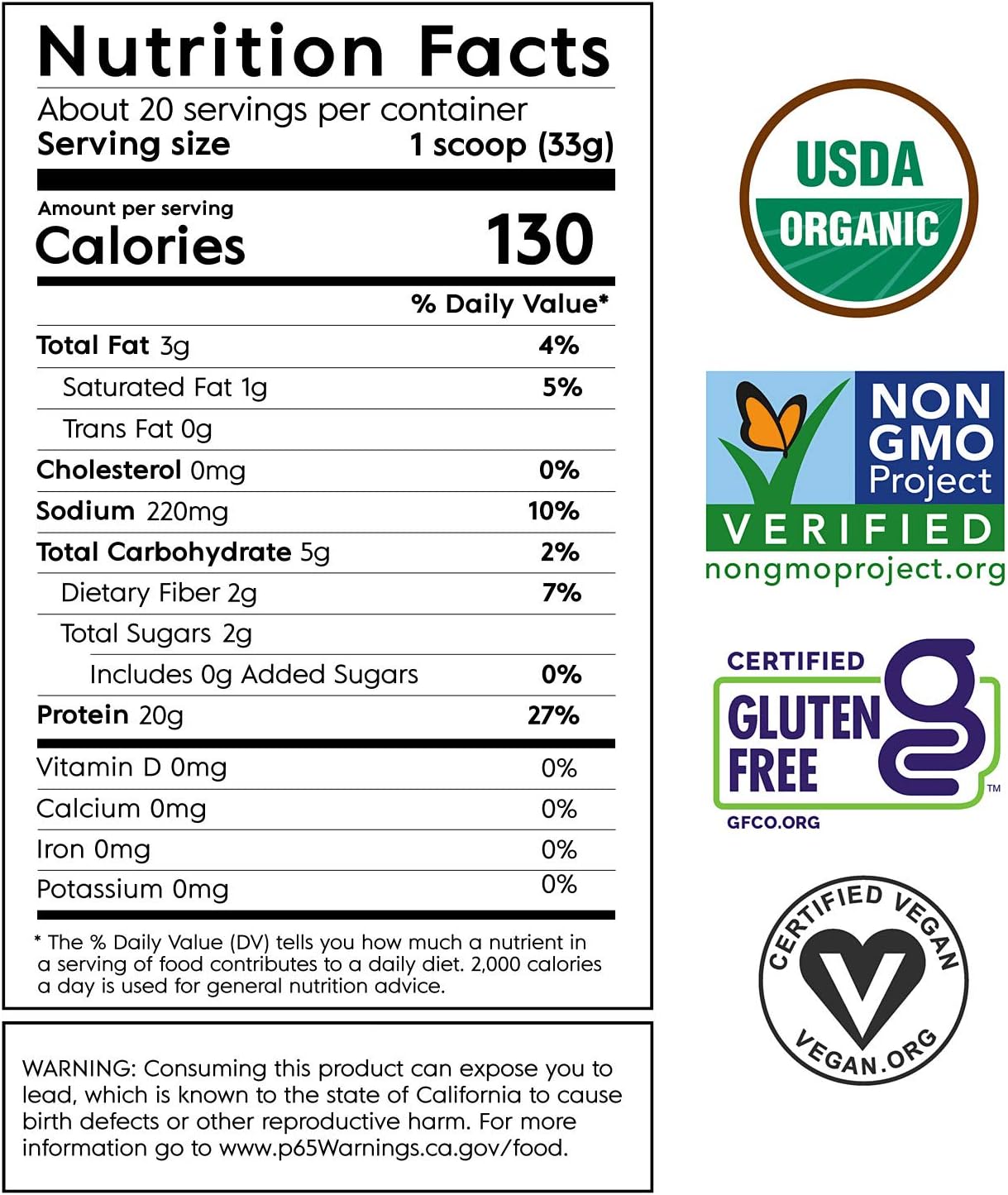 TRUVANI - Plant Based Protein Powder - USDA Certified Organic Protein Powder, Vegan, Non-GMO, Gluten Free Protein Powder - Chocolate Pack of 2