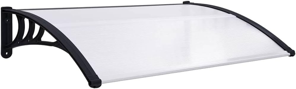 Furniking Door Canopy Black and Transparent 47.2
