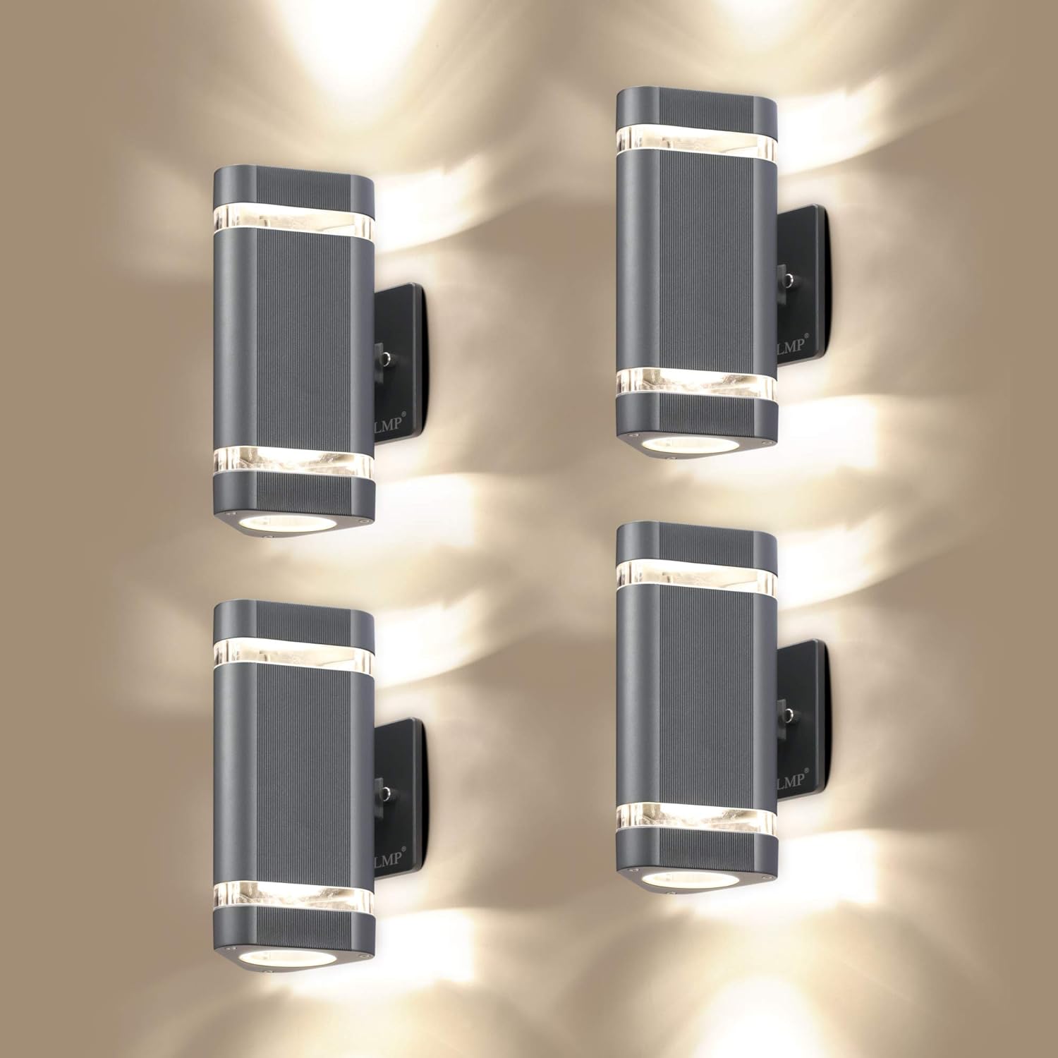 LMP 4 Pack LED Triangular Up and Down Lights Outdoor Wall Light，Body in Aluminum Waterproof Outdoor Wall Lamps，3000k 5W with Certificate ETL&hellip;