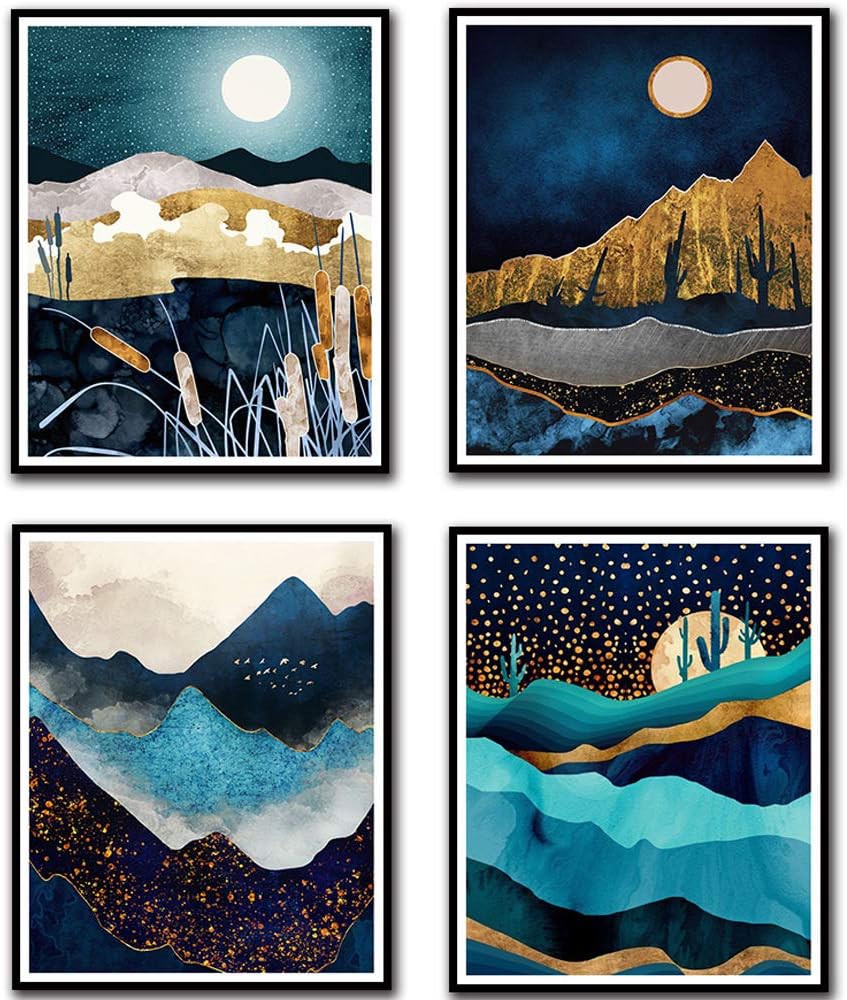 Abstract Mountain Wall Decor Boho Home Artwork Decoration Nordic Style Canvas Wall Art for Living Room, Bedroom Bathroom Print Poster - 8x10 inches，No Frame