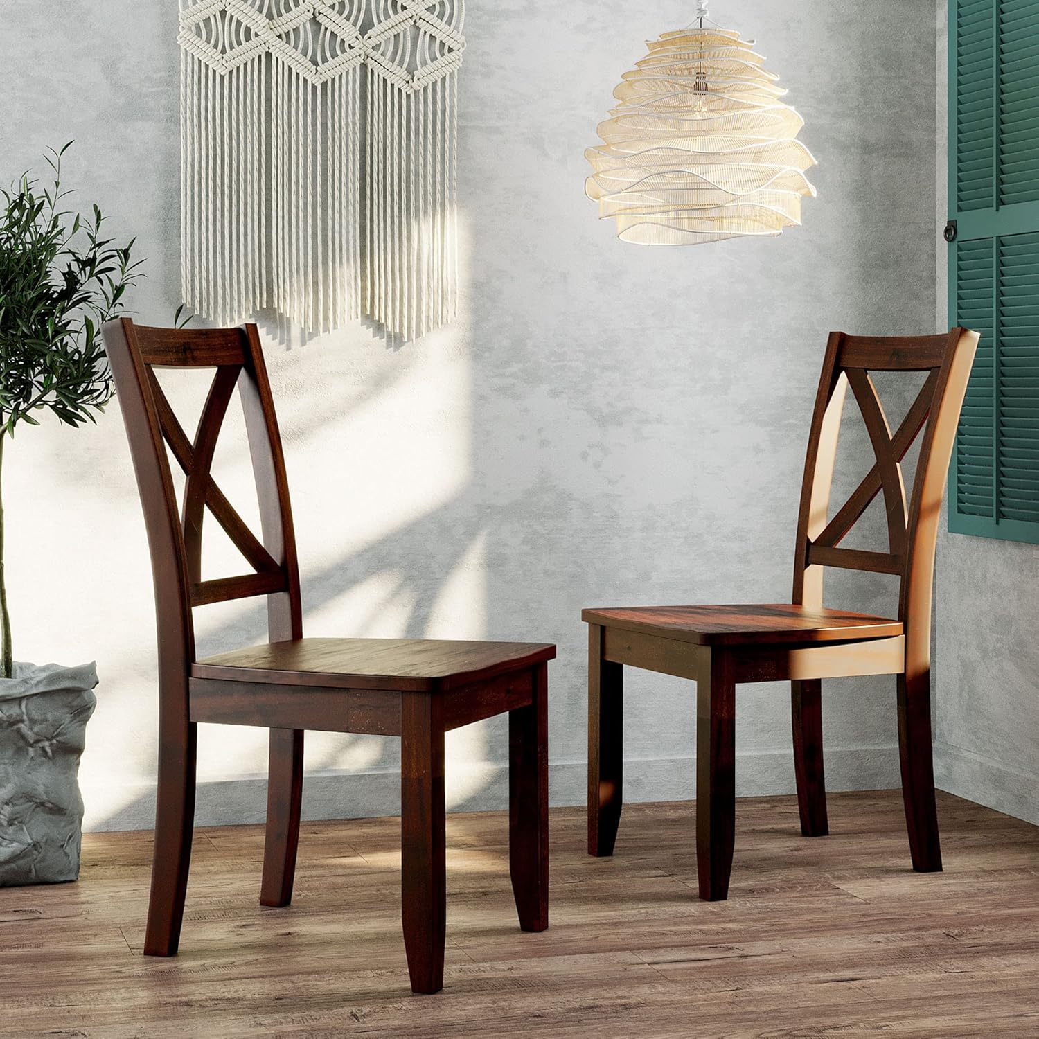 Virabit Dining Room Chairs Set of 2, Farmhouse Dining Chairs with X-Back and Rubber Wood Legs for Kitchen Dining Room