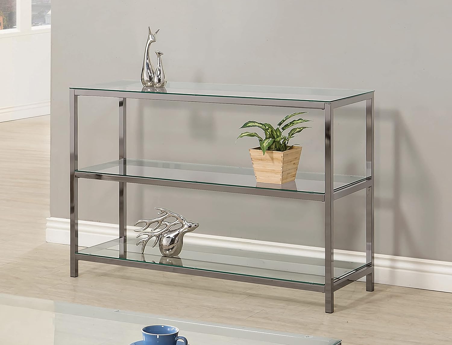 Coaster Home Furnishings 2-Shelf Sofa Table Black Nickel and Clear