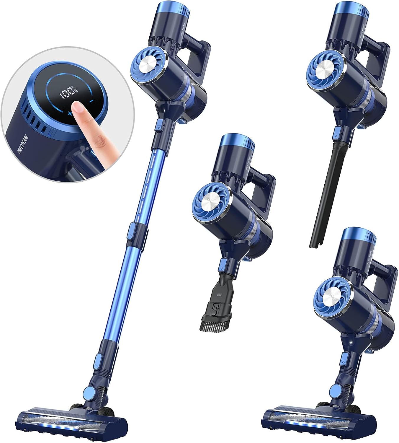 Cordless Vacuum Cleaner, 20KPA Stick Vacuum Cleaner 2600mAh Detachable Battery Hardwood Vacuum 4 in 1 Lightweight Rechargeable Handheld for Hard Floor Pet Hair