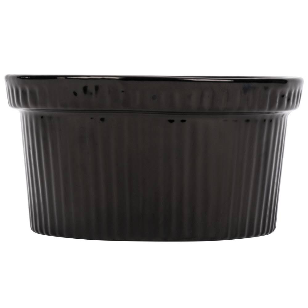 Tablecraft CW1620BK 1 qt. Black Cast Aluminum Souffle Bowl with Ridges