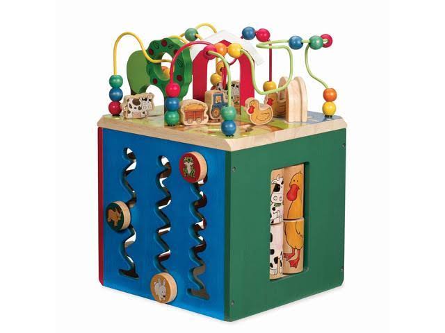 Battat Wooden Activity Cube Discover Farm Animals Activity Center for Kids 1 Year +