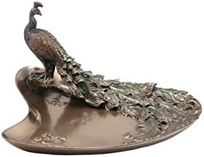 9.75 Inch Bronze Hue Objet d'Art with Peacock and Plum Blossoms